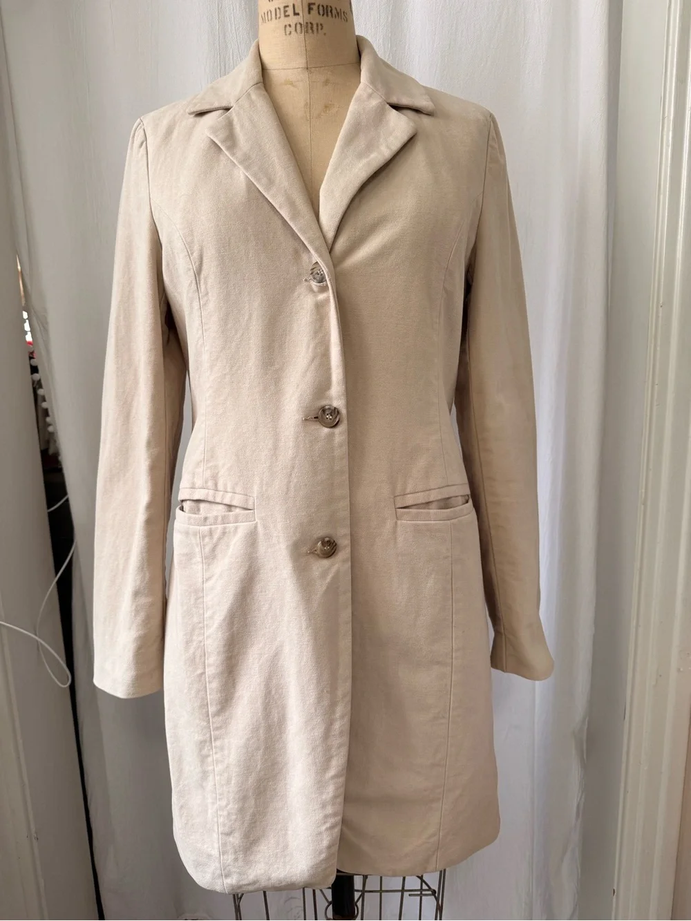 Vintage United Colors of Benetton, Cotton Moleskin Topcoat Jacket, sz XS - Picture 1 of 10